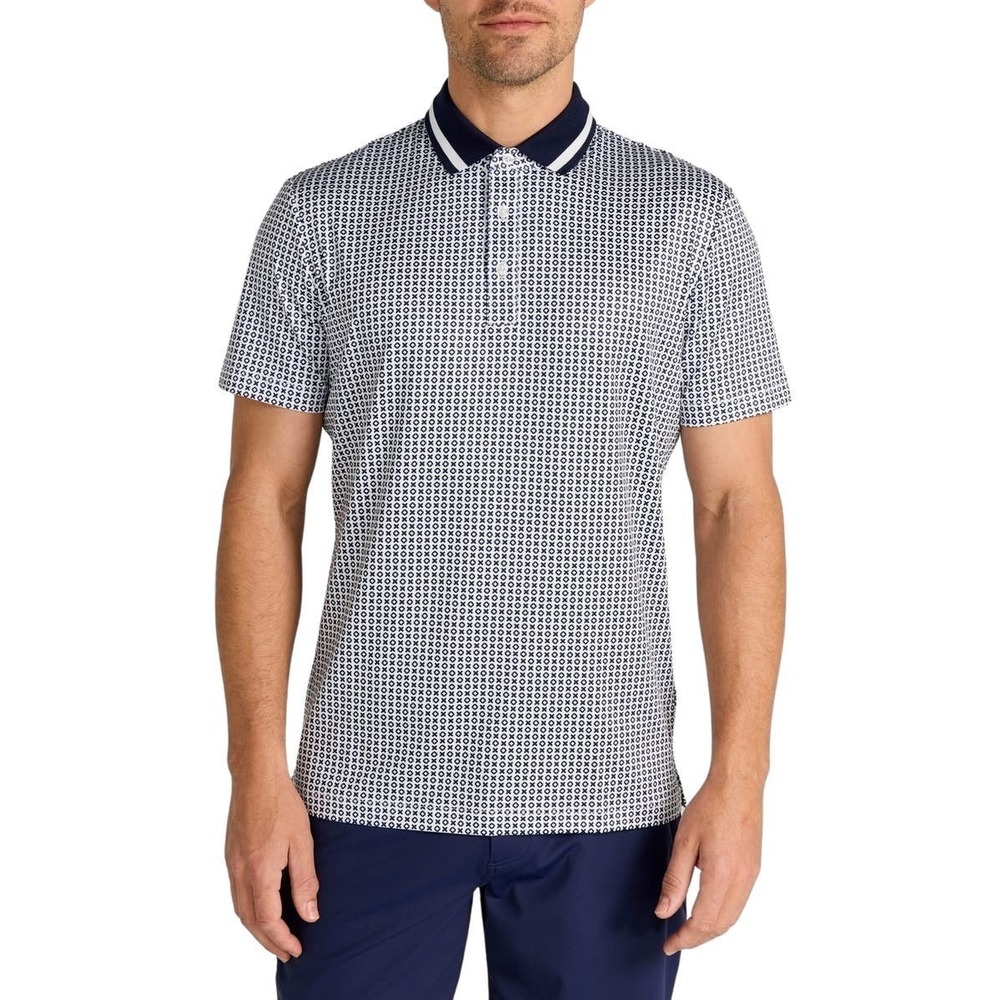 $110 Redvanly‎ Men's Norvins Neat Tic Tac Toe Print Performance Polo Sz Medium